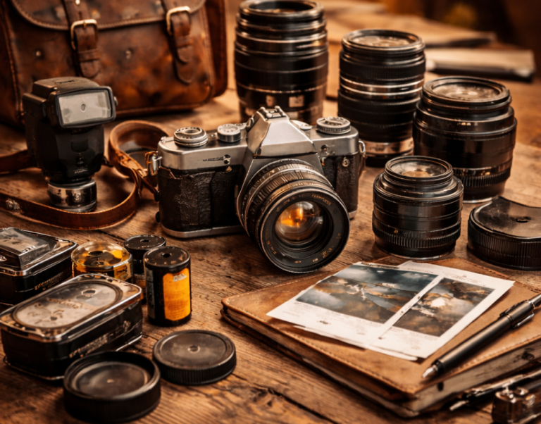 die Fotoausrüstung aber in modern